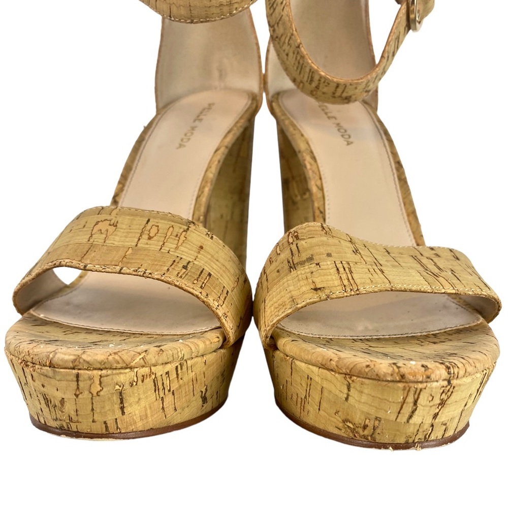 PELLE MODA ☆ "Bonnie" Natural Cork Open-Toe Block Heel Sandals ☆ Size 8.5 - Picture 6 of 10